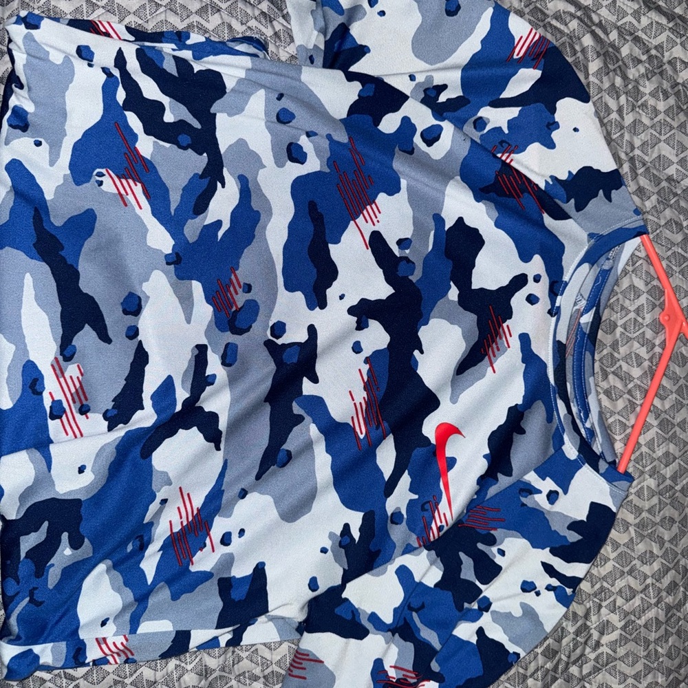Nike Blue and Red Camo Shirt